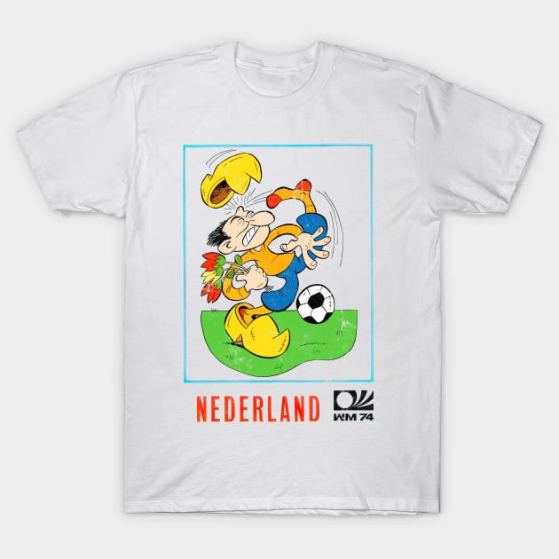 Nederland 74 / Vintage Faded-Style Football Design T-Shirt by DankFutura